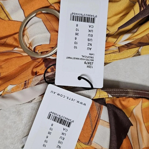 JETS Australia Swimsuit Set High Waist Bottom Padded Bikini Tropical Latt size 6 - Picture 8 of 9
